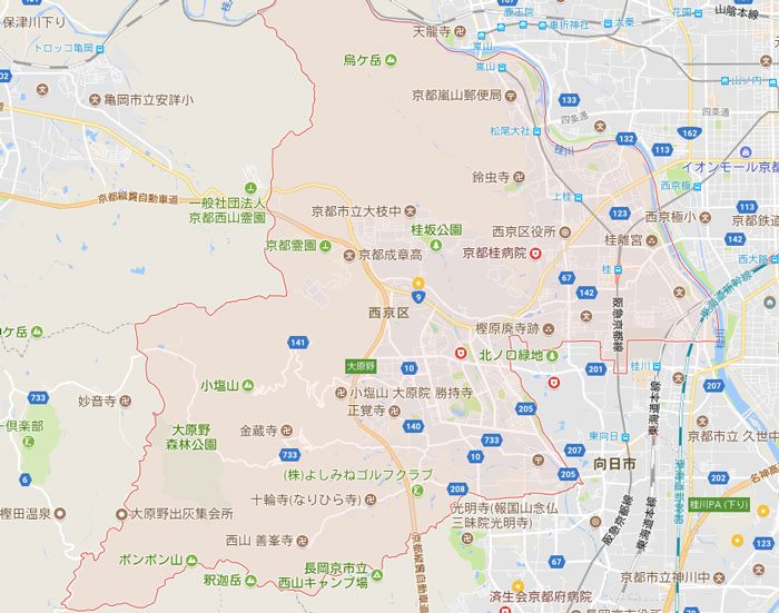 NCOのパソコン出張地域 京都市西京区