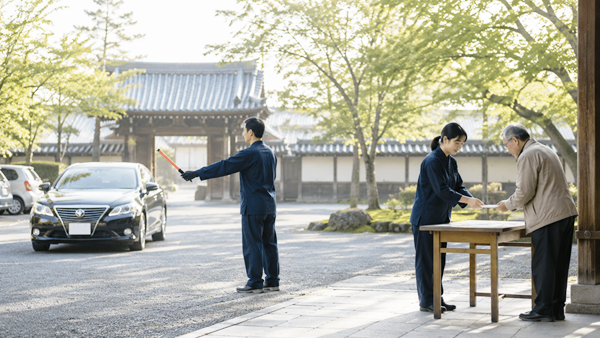駐車場誘導と受付補助