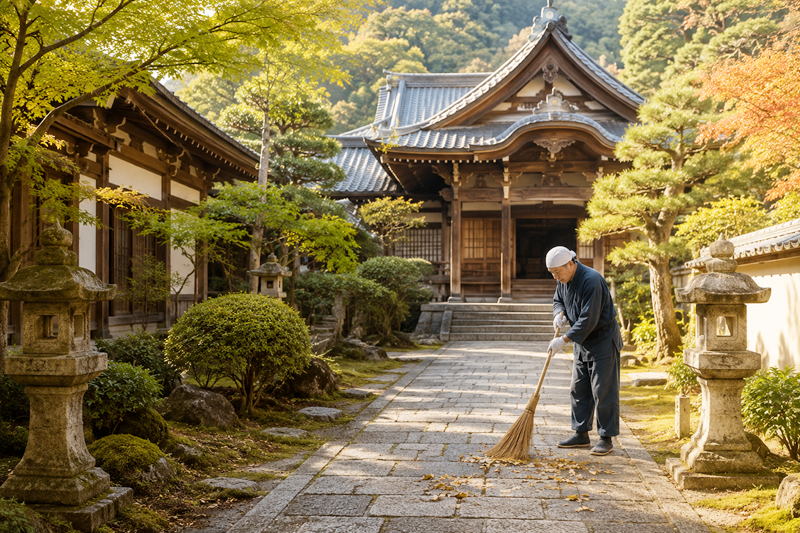 寺院の境内清掃と管理