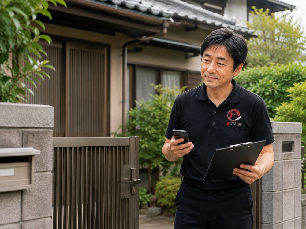 京都の空き家を見回り点検するイメージ